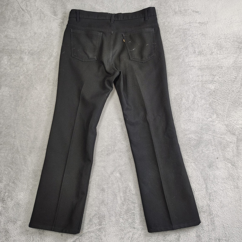 VTG 60's Levi's Pants Dacron Polyester Men's Pleated Black 38x30 Distress - Picture 13 of 16